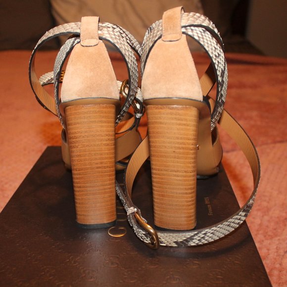 NEW Gucci Python Skin Leather High Heel Wrap Sandal - Picture 6 of 7